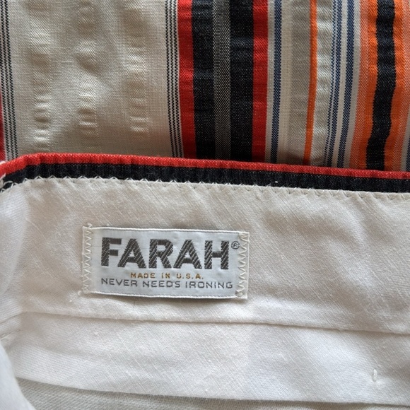 Farah Y2K White and Red Casual Striped Vintage Pants size Large - Picture 3 of 4